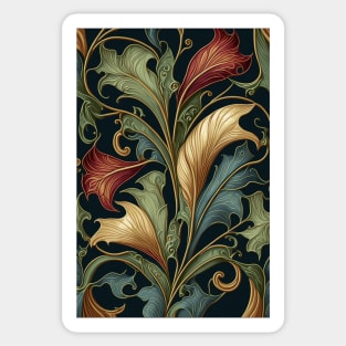 Floral Garden Botanical Print with Fall Gold Flowers and Leaves Sticker
